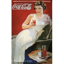 Plaque publicitaire 20x30cm bombée en relief Coca Cola.