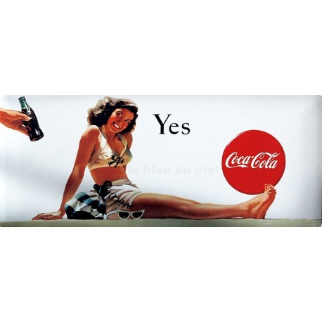Plaque publicitaire 15 x 30 cm :  YES Coca cola.