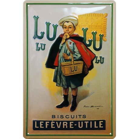 Plaque publicitaire 20 x 30 cm bombée Enfant LU Lefèvre Utile.