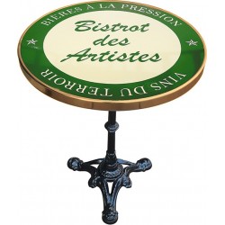 Table de bistrot émaillée relief diamètre 60 cm : Bistrot des artistes vert