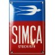 Plaque émaillée bombée  SIMCA STOCKISTE dim : 10x15cm