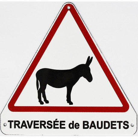 Plaque de rue  émaillée triangulaire  20x20cm plate :  TRAVERSÉE DE BAUDETS.