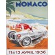 Plaque métal publicitaire 30 x 40 cm : Monaco Grand Prix 1936