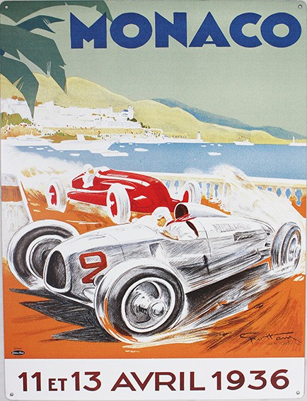 PLAQUE METAL PUBLICITAIRE 15 x  21 cm NEUF&2e Grand Prix Automobile MONACO 1930 