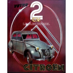plaque métal publicitaire 30x40cm relief  :  2cv Citroën