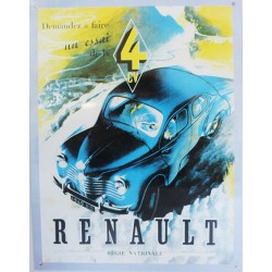 plaque métal publicitaire 26x34cm plate en relief  : Renault 4 CV