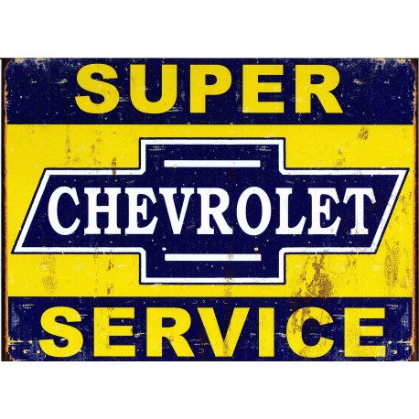 Plaque métal publicitaire 30x40cm plate : SUPER CHEVROLET SERVICE.