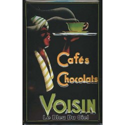 Plaque métal publicitaire 20x30cm bombée en relief :  Cafés Chocolats VOISIN