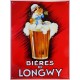 Plaque métal publicitaire 30x40cm plate  : Bières de Longwy.