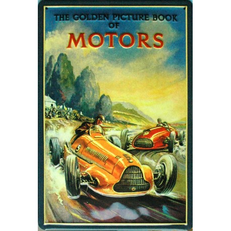Plaque métal publicitaire 20x30cm bombée en relief :  The Golden Picture Book of Motors.