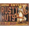 Plaque métal publicitaire 30x40cm plate :  RUSTY NUTS.