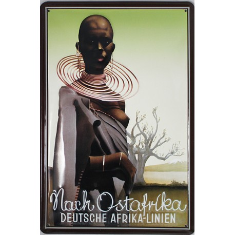 Plaque métal publicitaire 20x30cm bombée en relief : DEUTSCHE AFRICA-LINIEN.