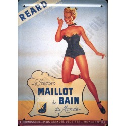 Plaque métal publicitaire 15x21cm plate : Maillot de bain REARD.