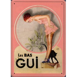 Plaque métal publicitaire 15x21cm plate : Les Bas Gui.