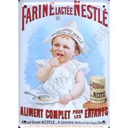 Plaque métal publicitaire 15x21cm plate : Farine Lactée Nestlé.
