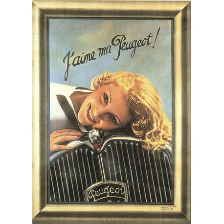 plaque métal publicitaire bombée   15 x 21cm :  J'aime ma Peugeot.