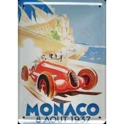 plaque métal publicitaire plate  15 x 21cm : MONACO 8 AOÛT 1937.