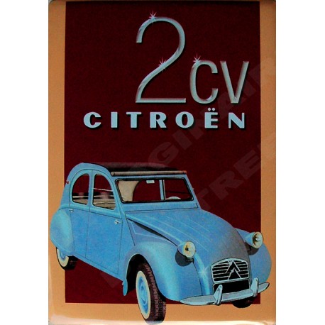 plaque métal publicitaire bombée   15 x 21cm :  Citroën  2CV.