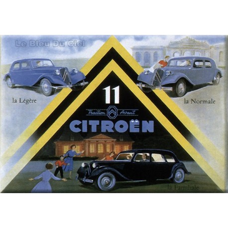 plaque métal publicitaire plate  15 x 21cm : Citroën traction 11.