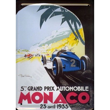 plaque métal publicitaire plate  15 x 21cm : MONACO 23 avril 1933.