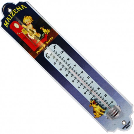Thermomètre métal bombé hauteur 30 cm : MAIZENA.