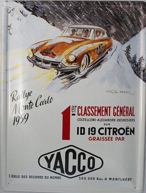 Rallye Monte Carlo 1959 rétro en métal Étain plaque murale Cadeau murale 