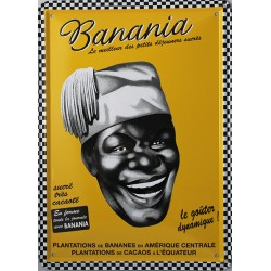 Plaque métal  publicitaire 15x21cm  plate : Banania le goûter dynamique.