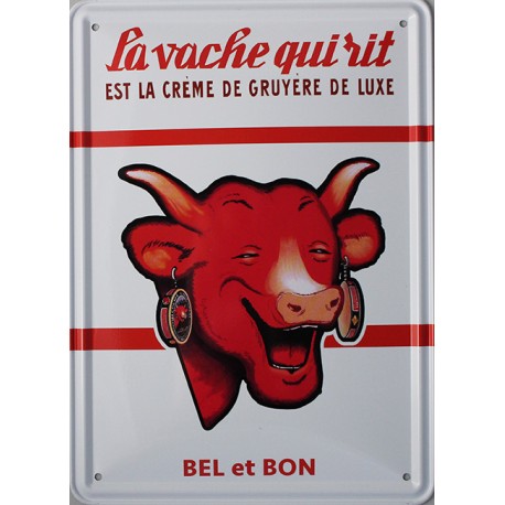 Plaque métal publicitaire 15x21cm plate :  La Vache qui Rit.  Bel et Bon.