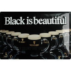 Plaque métal publicitaire 20x30cm cm bombée en relief : GUINNESS Black is Beautiful.