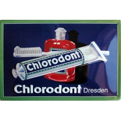 Plaque métal publicitaire 20x30cm bombée en relief :  Dentifrice Chlorodont