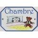 Plaque de porte émaillée plate de 10,5 x 7cm décor Chats : CHAMBRE.