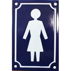 Plaque de rue émaillée de 10x15cm en relief, plate, fait au pochoir: TOILETTES FEMME