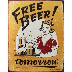 Plaque métal publicitaire 30x40 cm plate : FREE BEER tomorrow