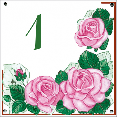 Plaque émaillée 15 x 15 cm : Décor Les Roses