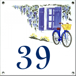 Plaque émaillée 15 x 15 cm : Décor Bicyclette bleue
