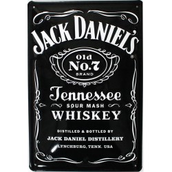 Plaque métal publicitaire 20x30cm bombée en relief : Jack Daniel's Tennessee.