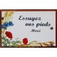 Plaque de porte émaillée plate de 10,5 x 7cm décor Fleurs des champs :  DÉFENSE D'ENTRER.