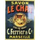 Plaque métal publicitaire 30x40 cm plate :  Savon Le Chat, Marseille