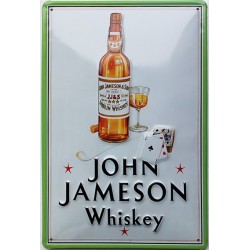 Plaque métal publicitaire 20x30cm bombée en relief :  John JAMESON cartes