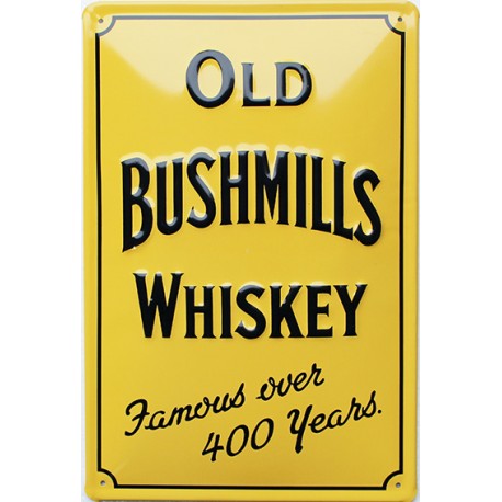 Plaque métal publicitaire 20x30 cm bombée en relief :   Old Bushmills Whiskey (A)