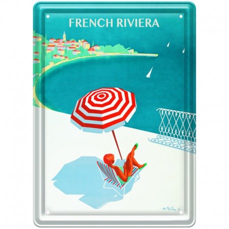 Plaque métal publicitaire 15 x 21 cm plate : French Riviera