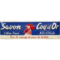 Plaque émaillée : SAVON COQ D'OR