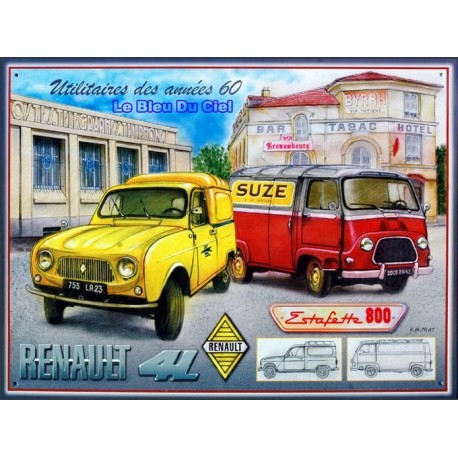 Plaque métal  publicitaire 30x40cm bombée relief :  Renault utilitaires année 1960