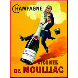 Plaque métal publicitaire 15x20cm plate : Champagne De Moulliac