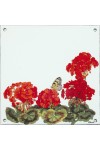 Plaque émaillée 15 x 15 cm : Décor Geraniums