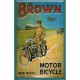 Plaque métal publicitaire 20x30cm bombée en relief : THE BROWN Motorbicycle