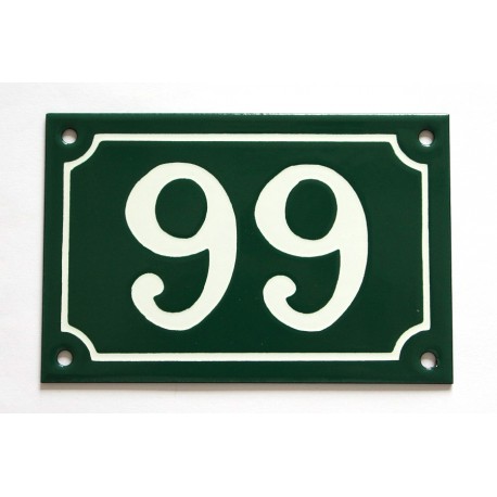 Numéro de rue  émaillé 10 x 15 cm vert - Numero 99