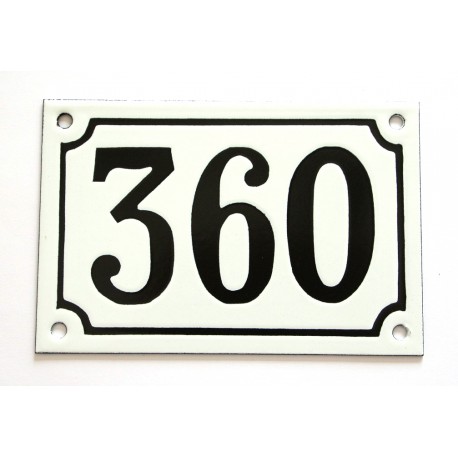 Numéro de rue  émaillé 10 x 15 cm blanc - Numero 360