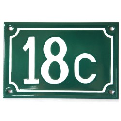 Numéro de rue  émaillé 10 x 15 cm vert - Numero 18c