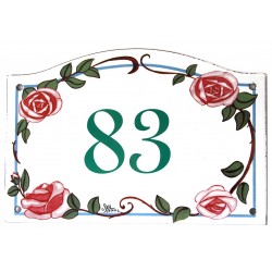 Numéro de rue  émaillé 13 x 20 cm  Roses - Numero 83